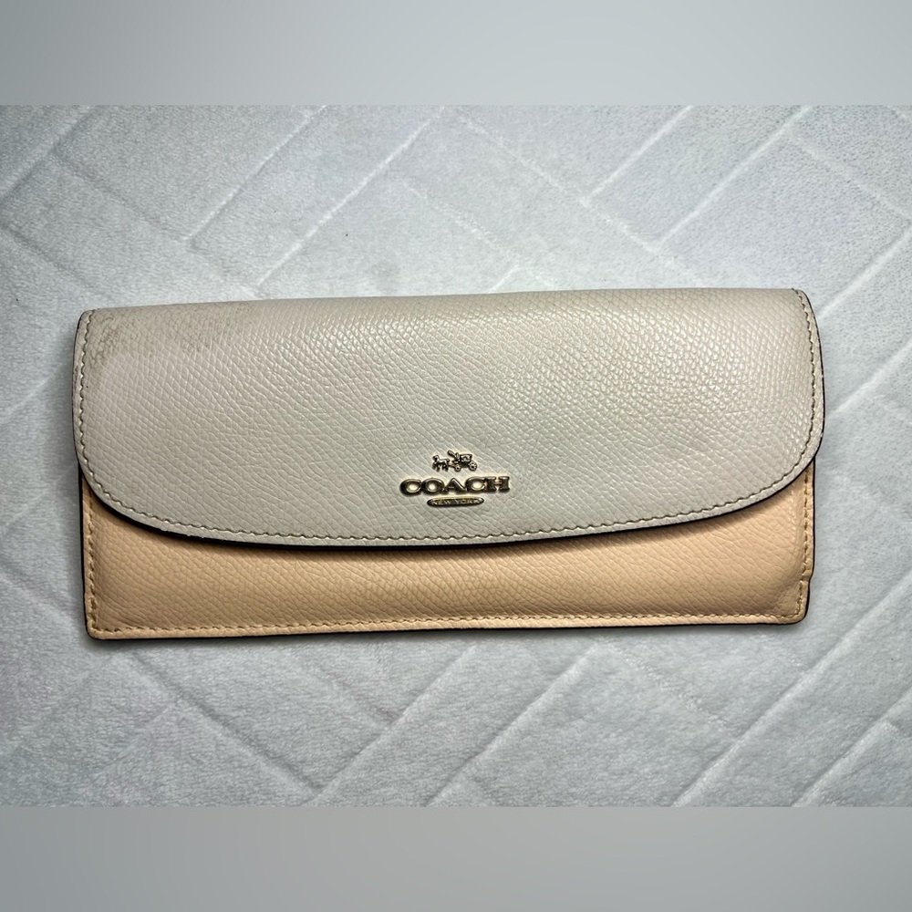 COACH SLIM ENVELOPE WALLET APRICOT & CHALK LEATHER F52845